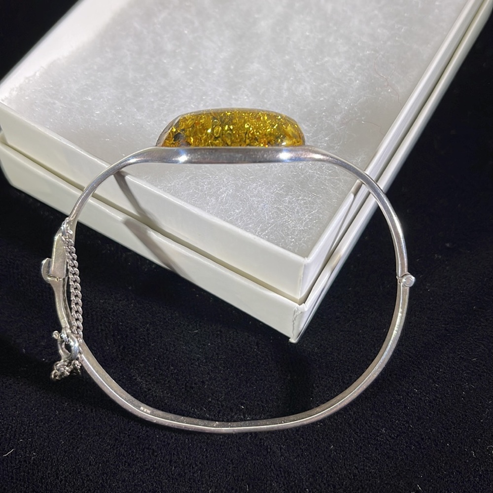 Silver .925 Green Amber bracelet - Picture 3 of 7
